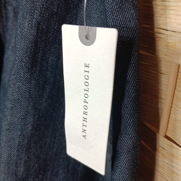 Anthropologie Pilcro Short-Sleeve Square-Neck Denim Mini Dress Babydoll NWT XS - Picture 10 of 11